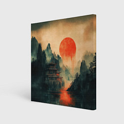 Холст квадратный Старый Японский монастырь, цвет: 3D-принт