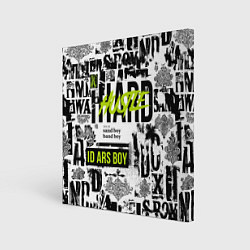 Холст квадратный Pattern with inscriptions hustle sand boy, цвет: 3D-принт