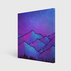 Холст квадратный Горы под звездным небом, цвет: 3D-принт