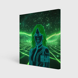 Холст квадратный Билли Айлиш из неона, цвет: 3D-принт