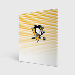 Холст квадратный Питтсбург Пингвинз - желтый и белый, цвет: 3D-принт