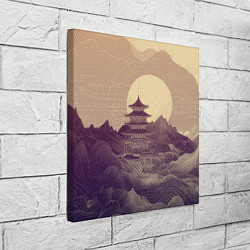Холст квадратный Ретро иллюстрация Японского храма, цвет: 3D-принт — фото 2