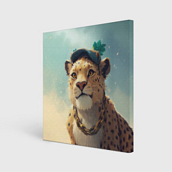 Картина квадратная Леопард в кеппи