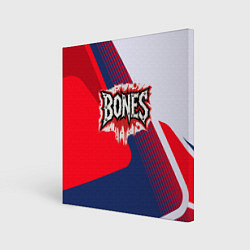 Холст квадратный Bones лого на красной краске, цвет: 3D-принт