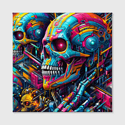Холст квадратный Cyber skull - pattern, цвет: 3D-принт — фото 2