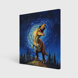 Холст квадратный Тираннозавр Рекс - звездная ночь, цвет: 3D-принт