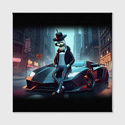 Холст квадратный Бендер счастливый владелец Ламборджини, цвет: 3D-принт — фото 2