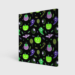 Картина квадратная Halloween black pumpkin pattern