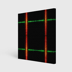 Картина квадратная Color green orange lines