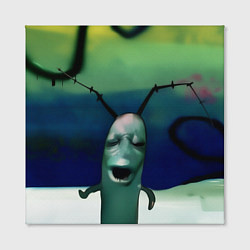 Холст квадратный Планктон страдает мем, цвет: 3D-принт — фото 2