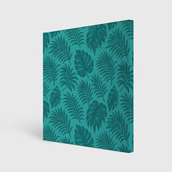 Холст квадратный Тропические листья - паттерн, цвет: 3D-принт