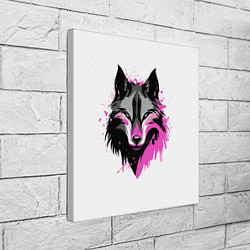Холст квадратный Розовая голова волка, цвет: 3D-принт — фото 2