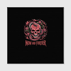 Холст квадратный Череп со змеей и розами тату, цвет: 3D-принт — фото 2