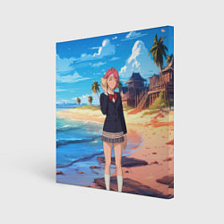 Холст квадратный Дандадан Сиратори Айра с ракушкой в руках, цвет: 3D-принт