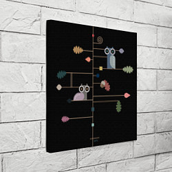 Холст квадратный Falling leaves sitting owls, цвет: 3D-принт — фото 2