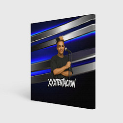 Холст квадратный XXXTentacion с микрофоном довольный, цвет: 3D-принт
