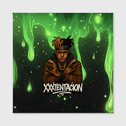 Холст квадратный XXXTentacion на фоне зеленой краски, цвет: 3D-принт — фото 2