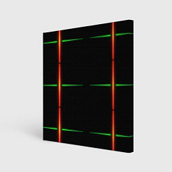 Холст квадратный Color black green orange stripes, цвет: 3D-принт