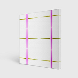 Холст квадратный Color white pink yellow stripes, цвет: 3D-принт