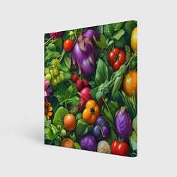 Картина квадратная Микс: овощи фрукты зелень - паттерн