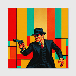 Холст квадратный Мужчина с пистолетом поп-арт, цвет: 3D-принт — фото 2