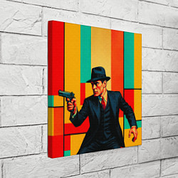 Холст квадратный Мужчина с пистолетом поп-арт, цвет: 3D-принт — фото 2