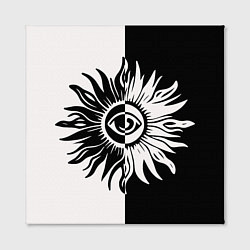 Холст квадратный Солнце черно-белое, цвет: 3D-принт — фото 2