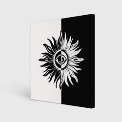 Картина квадратная Солнце черно-белое