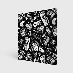 Холст квадратный Retro gamer pattern, цвет: 3D-принт