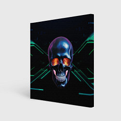 Холст квадратный Череп с пламенем в глазницах, цвет: 3D-принт