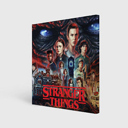 Холст квадратный Все герои из Stranger things, цвет: 3D-принт