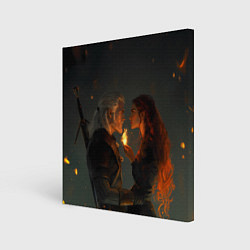 Картина квадратная Ведьмак и огненная Трисс
