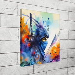 Холст квадратный Японский ниндзя - акварельный набросок, цвет: 3D-принт — фото 2