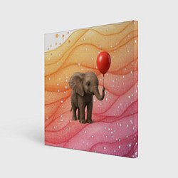 Картина квадратная Слоненок с красным воздушным шариком