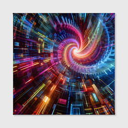 Холст квадратный Fractal neon spiral - ai art fantasy, цвет: 3D-принт — фото 2