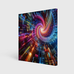 Холст квадратный Fractal neon spiral - ai art fantasy, цвет: 3D-принт