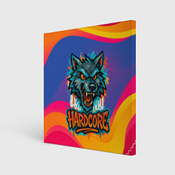 Холст квадратный Hardcore голова волка, цвет: 3D-принт