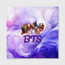 Холст квадратный BTS сидят на стульях фиолетовый фон, цвет: 3D-принт — фото 2