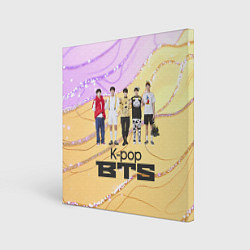 Картина квадратная BTS желто-розовый фон