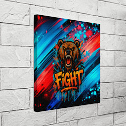 Холст квадратный Fight - медведь в краске, цвет: 3D-принт — фото 2