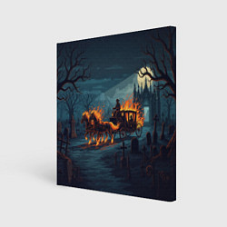 Картина квадратная Призраки в горящей конной повозке
