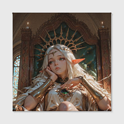 Холст квадратный Беловолосая королева эльфов на троне, цвет: 3D-принт — фото 2