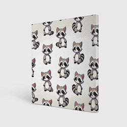 Холст квадратный Много енотов, цвет: 3D-принт