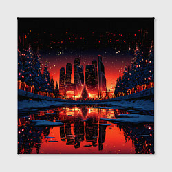 Холст квадратный Москва Cити Новый год, цвет: 3D-принт — фото 2