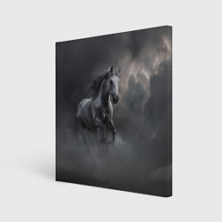 Холст квадратный Белая лошадь в тумане, цвет: 3D-принт