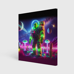 Картина квадратная Космонавт Шрук в неоновом скафандре на загадочной