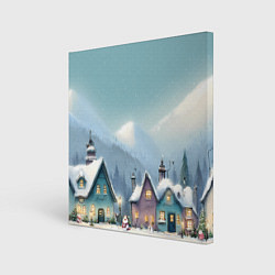 Картина квадратная Новогодние дома