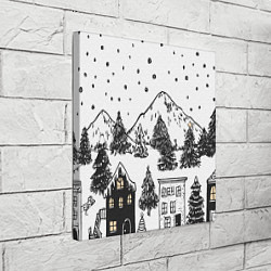 Холст квадратный Заснеженный черно-белый город, цвет: 3D-принт — фото 2