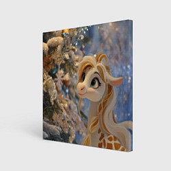 Картина квадратная Новогодняя лошадка в крапинку