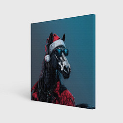 Картина квадратная Лошадь в новогоднем стиле